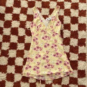 NWT Princess Polly NELLIE MINI DRESS YELLOW FLORAL